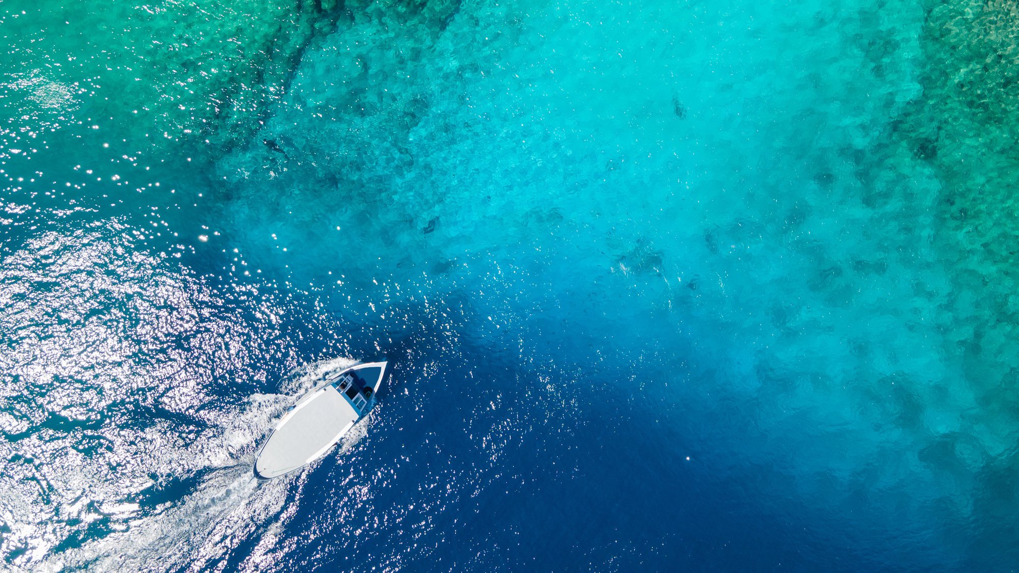 Aerial view of Scuba diving boat at Fuvahmulah, Maldives